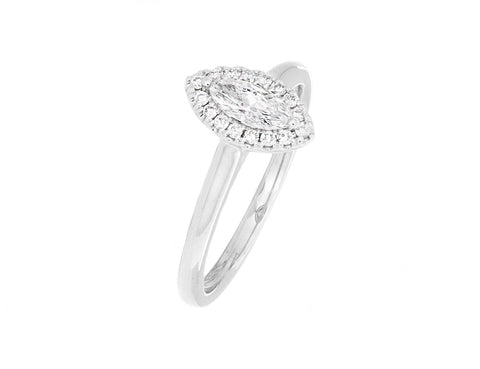 Complete Rings White Gold with 0.27 CTW Marquise Diamond Diamond Center Stone Halo Engagement Ring