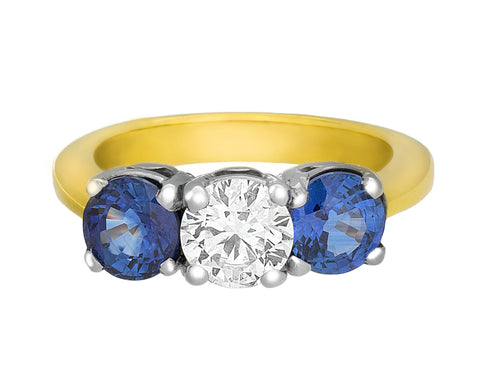 Complete Rings Yellow Gold with 0.61 CTW Round Diamond Diamond Center Stone 3-Stone Engagement Ring