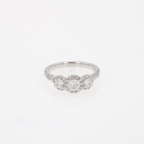 Three Stone Halo Complete Engagement Ring (1.01CTW)