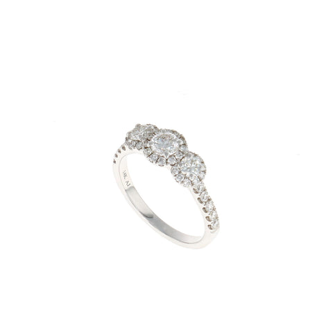 Three Stone Halo Complete Engagement Ring (1.01CTW)