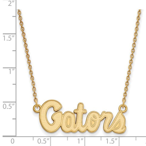 Sterling Silver Gold-plated LogoArt University of Florida Gators Script Pendant 18 inch Necklace