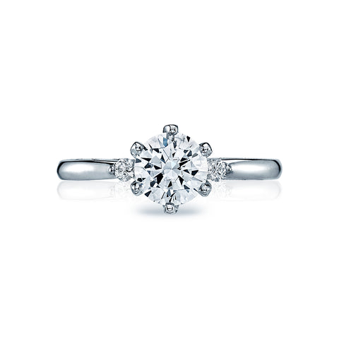Tacori 18k White Gold Sculpted Crescent Round Diamond Engagement Ring Setting (0.07 CTW)