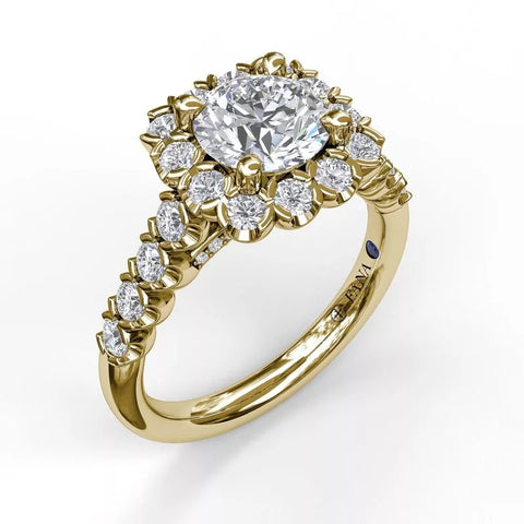 FANA Large Cushion Halo Engagement Ring