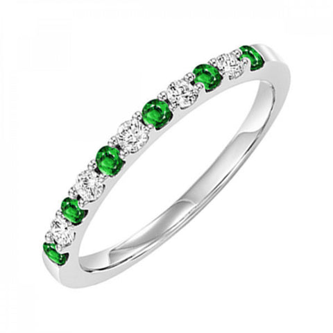 10K Emerald and Diamond White Gold Ring