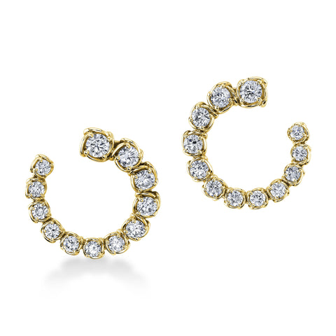 A Link Abbracci 2.20 ctw 18K Yellow Gold Diamond Loop Earrings