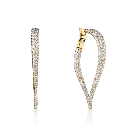 A Link Abbracci 7.25ctw Inside/Out Pave Diamond Flame Hoops 18K Gold