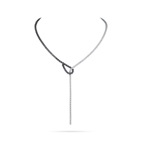 A Link Abbracci 9.57 ctw Black & White Diamond Lariat Necklace 18K White Gold