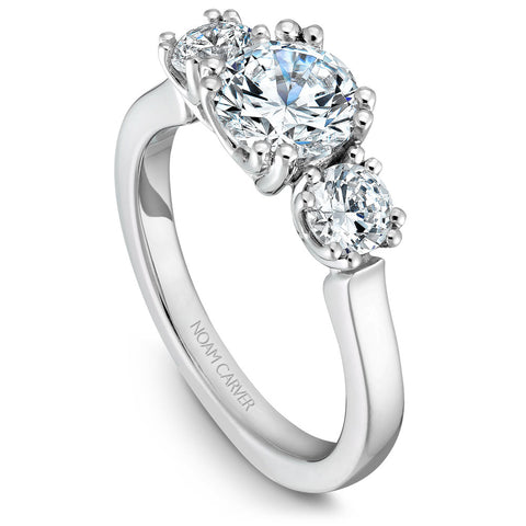 Noam Carver White Gold 3-Stone Diamond Engagement Ring Setting (0.66 CTW)