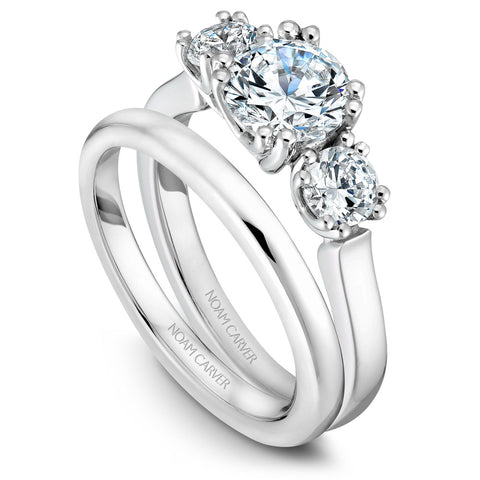Noam Carver White Gold 3-Stone Diamond Engagement Ring Setting (0.66 CTW)