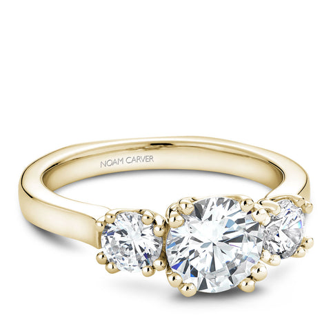 Noam Carver Yellow Gold 3-Stone Diamond Engagement Ring Setting (0.66 CTW)