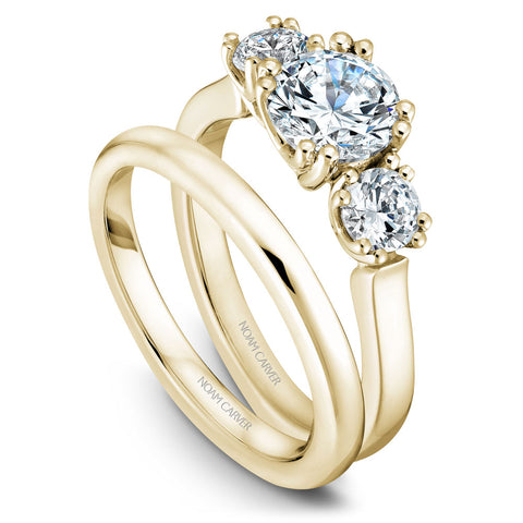 Noam Carver Yellow Gold 3-Stone Diamond Engagement Ring Setting (0.66 CTW)