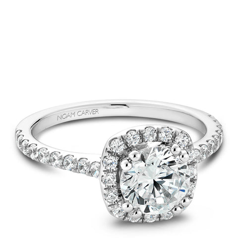 Noam Carver White Gold Diamond Engagement Ring Setting with Cushion Halo (0.50 CTW)
