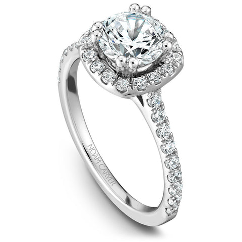 Noam Carver White Gold Diamond Engagement Ring Setting with Cushion Halo (0.50 CTW)