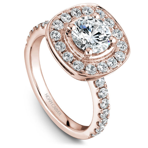 Noam Carver Rose Gold Diamond Engagement Ring Setting with Channel Set Cushion Halo (0.80 CTW)