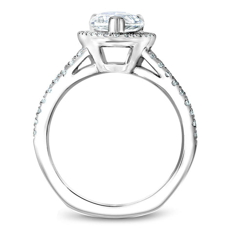 Noam Carver White Gold Split Shank Diamond Halo Engagement Ring Setting with Pear Center Stone (0.46 CTW)