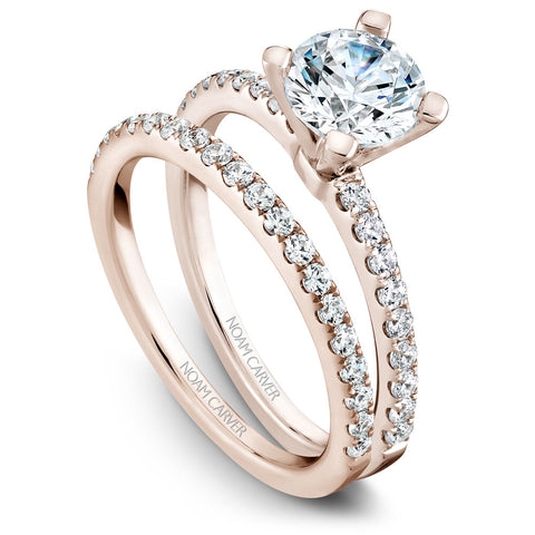 Noam Carver Rose Gold Peg Head Semi Mount Diamond Solitaire Engagement Ring setting (0.28 CTW)