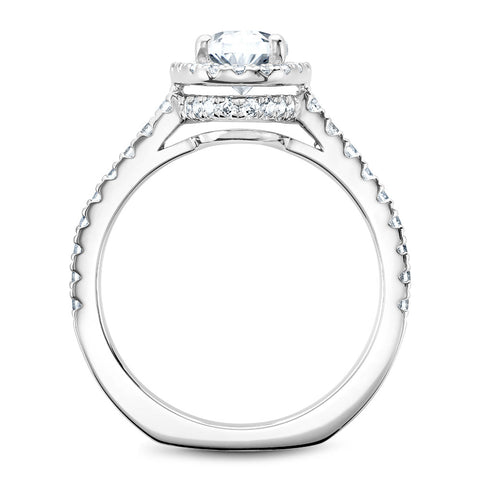 Noam Carver White Gold Diamond Engagement Ring Setting with Oval Center Stone and Halo (0.57 CTW)