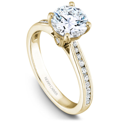 Noam Carver Yellow Gold Channel Set Diamond Engagement Ring Setting (0.27 CTW)