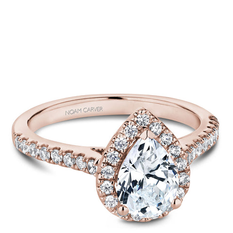 Noam Carver Rose Gold Diamond Engagement Ring Setting with Pear Center Stone and Halo (0.39 CTW)