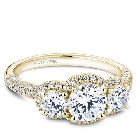 Noam Carver Yellow Gold 3-Stone Diamond Engagement Ring Setting (0.99 CTW)