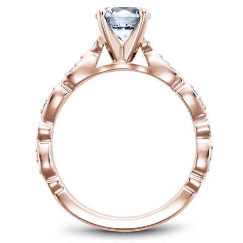 Noam Carver Rose Gold Engagement Ring Setting with Milgrain Pear and Dot (0.14 CTW)