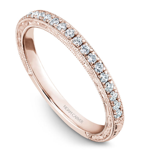 Noam Carver Rose Gold 3-Stone Diamond Engagement Ring Setting (0.66 CTW)