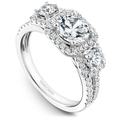 Noam Carver White Gold 3-Stone Diamond Engagement Ring Setting (0.85 CTW)