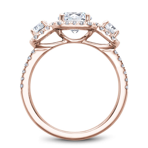 Noam Carver Rose Gold 3-Stone Diamond Engagement Ring Setting (0.85 CTW)