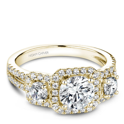 Noam Carver Yellow Gold 3-Stone Diamond Engagement Ring Setting (0.85 CTW)
