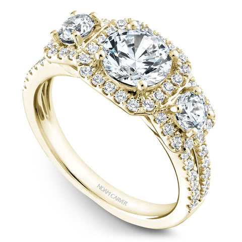 Noam Carver Yellow Gold 3-Stone Diamond Engagement Ring Setting (0.85 CTW)