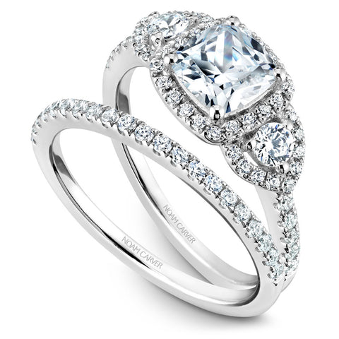 Noam Carver White Gold 3-Stone Diamond Engagement Ring Setting (0.51 CTW)