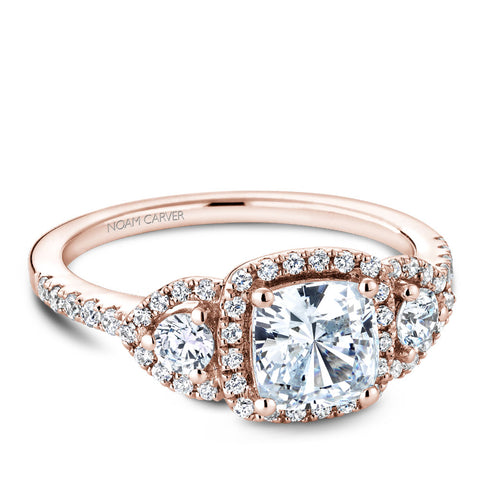 Noam Carver Rose Gold 3-Stone Diamond Engagement Ring Setting (0.51 CTW)