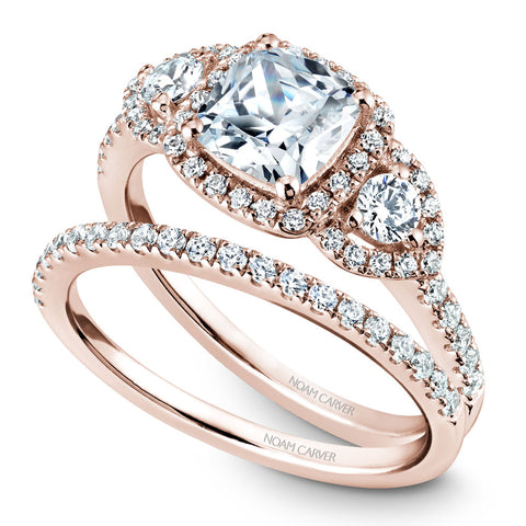 Noam Carver Rose Gold 3-Stone Diamond Engagement Ring Setting (0.51 CTW)