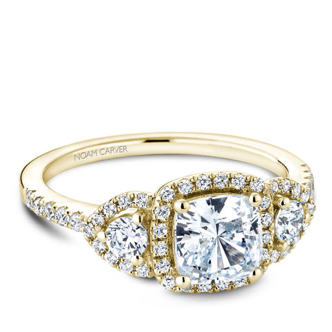 Noam Carver Yellow Gold 3-Stone Diamond Engagement Ring Setting (0.51 CTW)