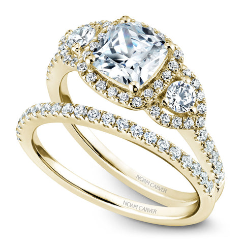 Noam Carver Yellow Gold 3-Stone Diamond Engagement Ring Setting (0.51 CTW)