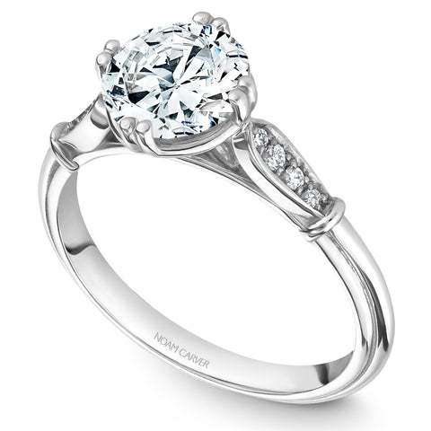 Noam Carver White Gold Vintage Diamond Engagement Ring Setting (0.06 CTW)