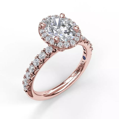 FANA Classic Diamond Halo Engagement Ring with a Gorgeous Side Profile