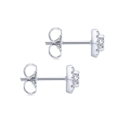 Gabriel Messier Collection White Gold Diamond Stud Earrings with Halo (0.51 CTW)