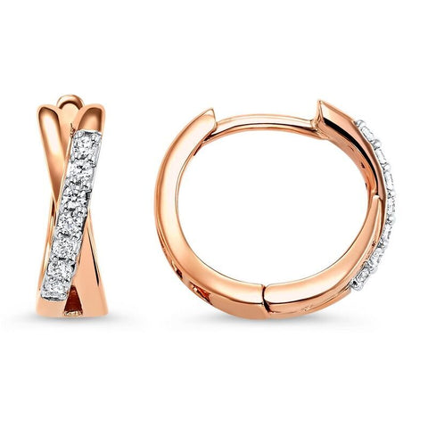 Rose Gold Hoop Earrings with Diamonds (0.16 CTW)