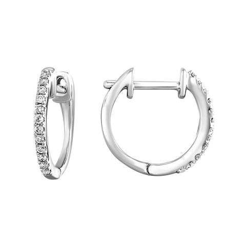 White Gold Diamond Hoops 0.1CTW