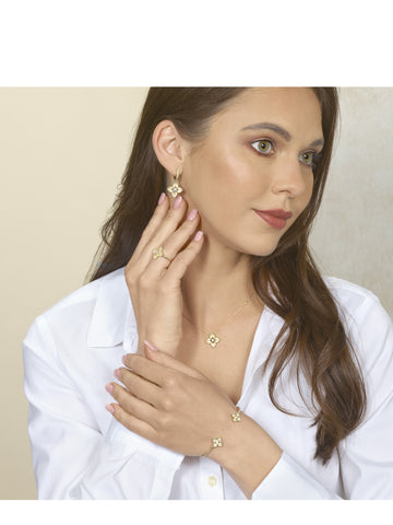 14K Yellow Gold Quatrefoil Diamond Fashion Reversible Pendant (0.20CTW)