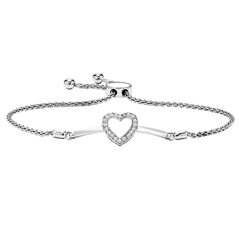 Silver Diamond Bolo Bracelet (0.10 CTW)
