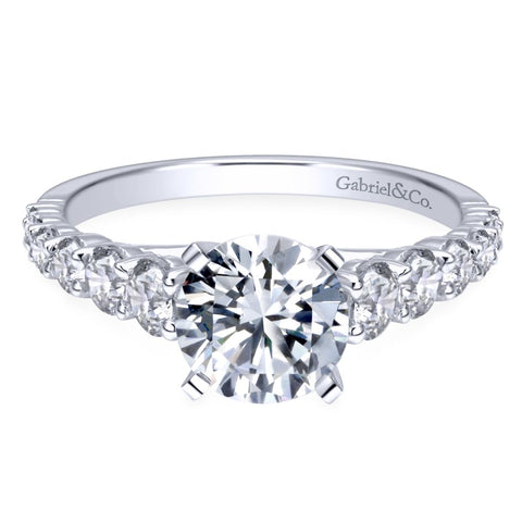 Gabriel Bridal Collection White Gold Diamond Graduating Diamond Accent with Straight Cathedral Setting Engagement Ring (1 ctw)