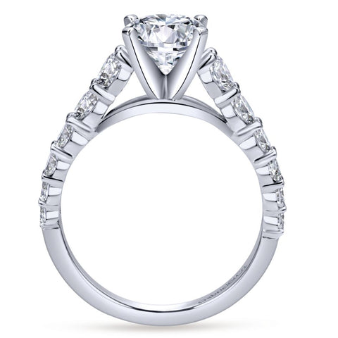 Gabriel Bridal Collection White Gold Diamond Graduating Diamond Accent with Straight Cathedral Setting Engagement Ring (1 ctw)