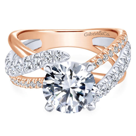 Gabriel Bridal Collection White and Pink Gold Free Form Engagement Ring (0.79 ctw)