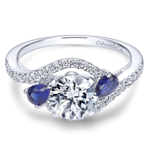Gabriel Bridal Collection White Gold Diamond Diamond Accent And Sapphire Bypass Engagement Ring (0.2 ctw)