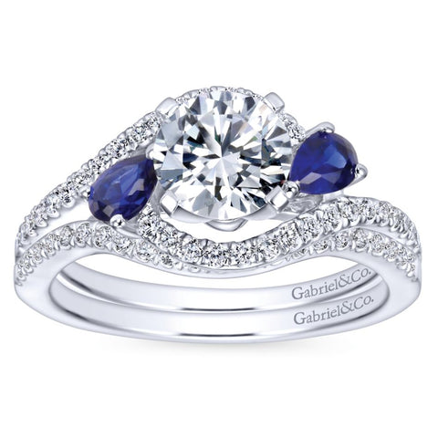 Gabriel Bridal Collection White Gold Diamond Diamond Accent And Sapphire Bypass Engagement Ring (0.2 ctw)