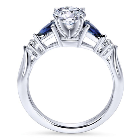 Gabriel Bridal Collection White Gold Diamond And Sapphire Twisted Shank Engagement Ring with Rounded Shank (0.1 ctw)