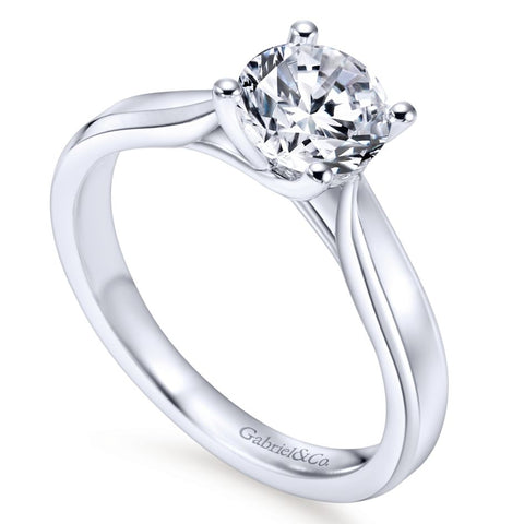 Gabriel Bridal Collection White Gold Round Solitaire Engagement Ring with Trellis Setting