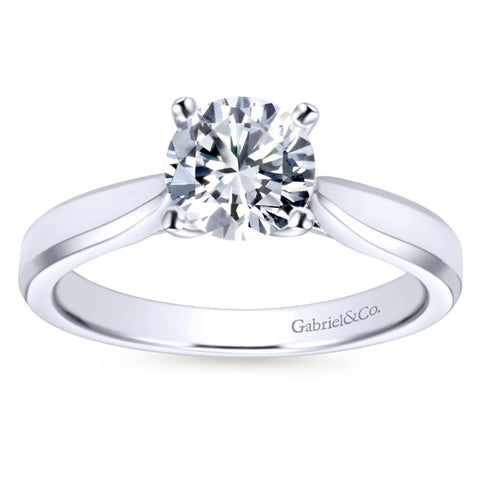 Gabriel Bridal Collection White Gold Round Solitaire Engagement Ring with Trellis Setting